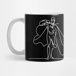 Minimalist white line art Superhero Silhouette | Character 3 Mug